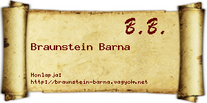 Braunstein Barna névjegykártya